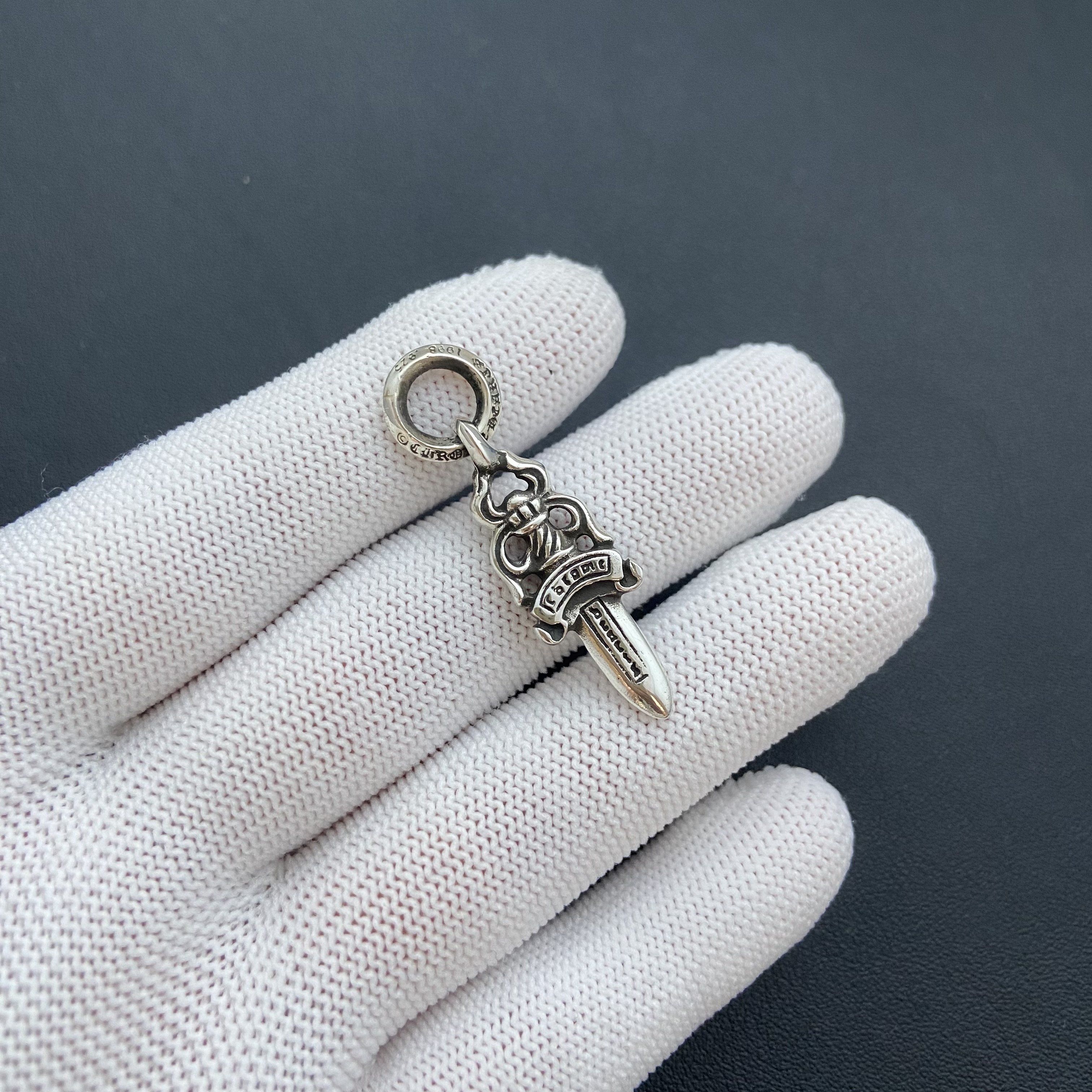 #5 SMALL DOUBLE DAGGER CHARM WITH RUBY
