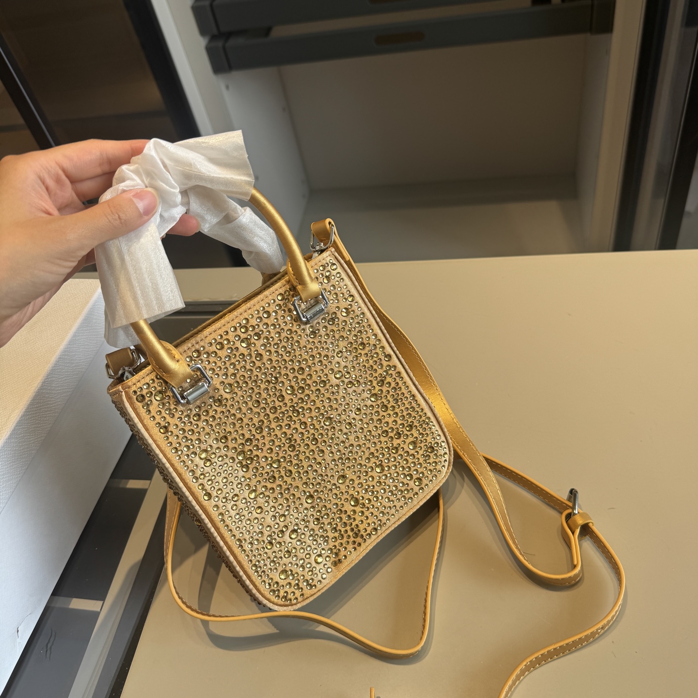 Prada Rhinestone Series Sparkling Mini Tote Bag