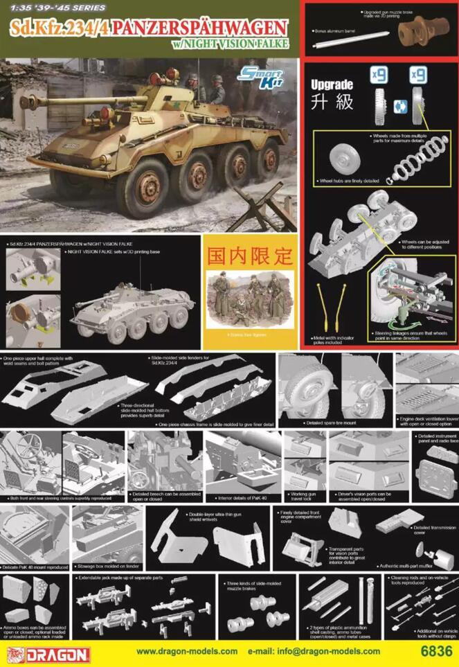 DRAGON 6836 1/35 Scale Sd.Kfz.234/4 Panzerspähwagen w/NV Falke Model Kit