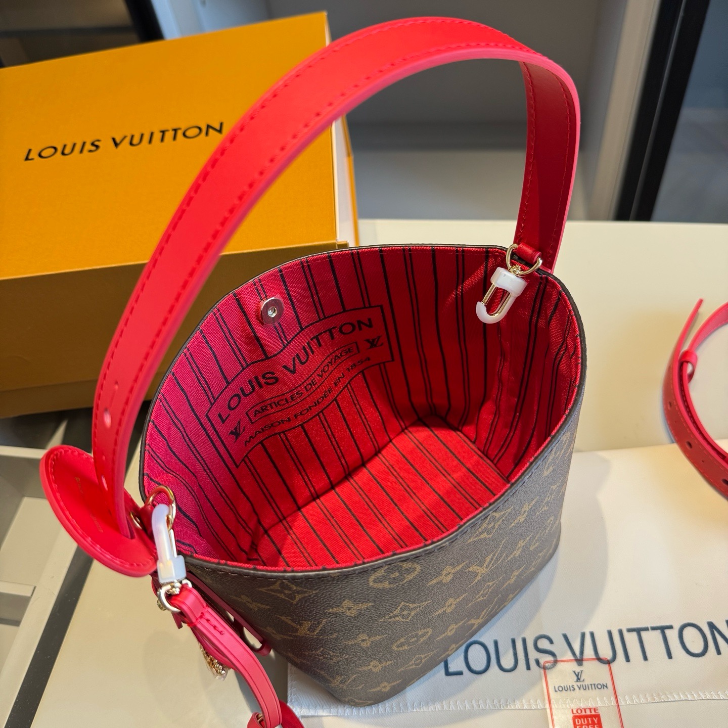 LV Red Series All-in BB Bucket Bag