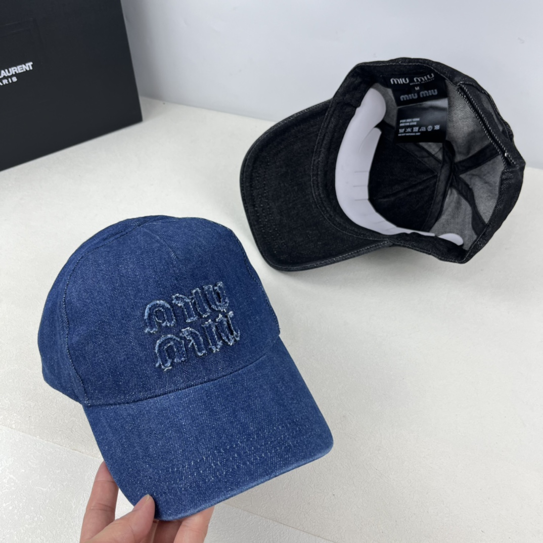 Miumiu washed denim baseball cap
