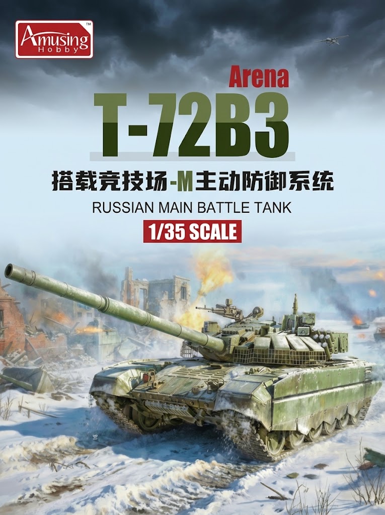 Amusing 35A075 1/35 Russian T-72B3 Arena-M Active Protection System Tank Model