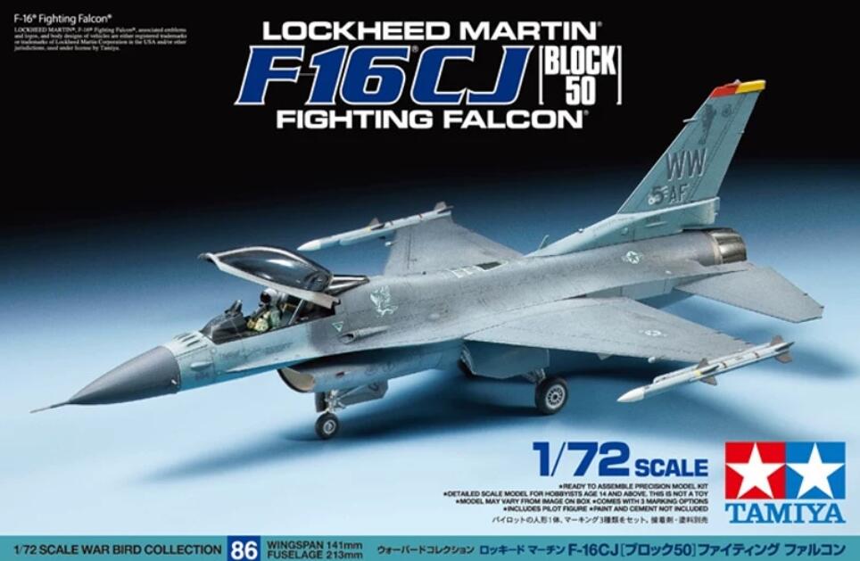 Tamiya 60786 1/72 Aircraft Kit Lockheed Martin F-16 CJ Block 50 Fighting Falcon