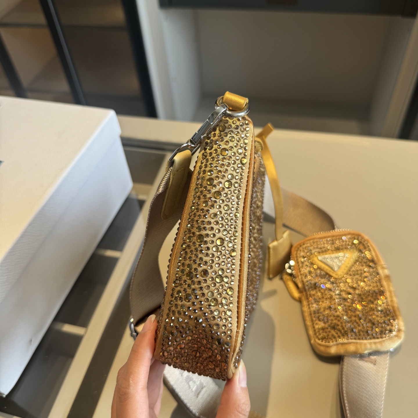 Prada Rhinestone Series Sparkling HOBO 3-in-1 Crossbody Bag