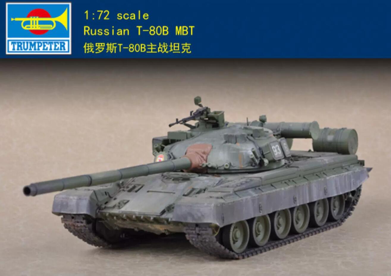 Trumpeter 07144 1/72 Scale Russian T-80B MBT Assembly Tank Model Kit