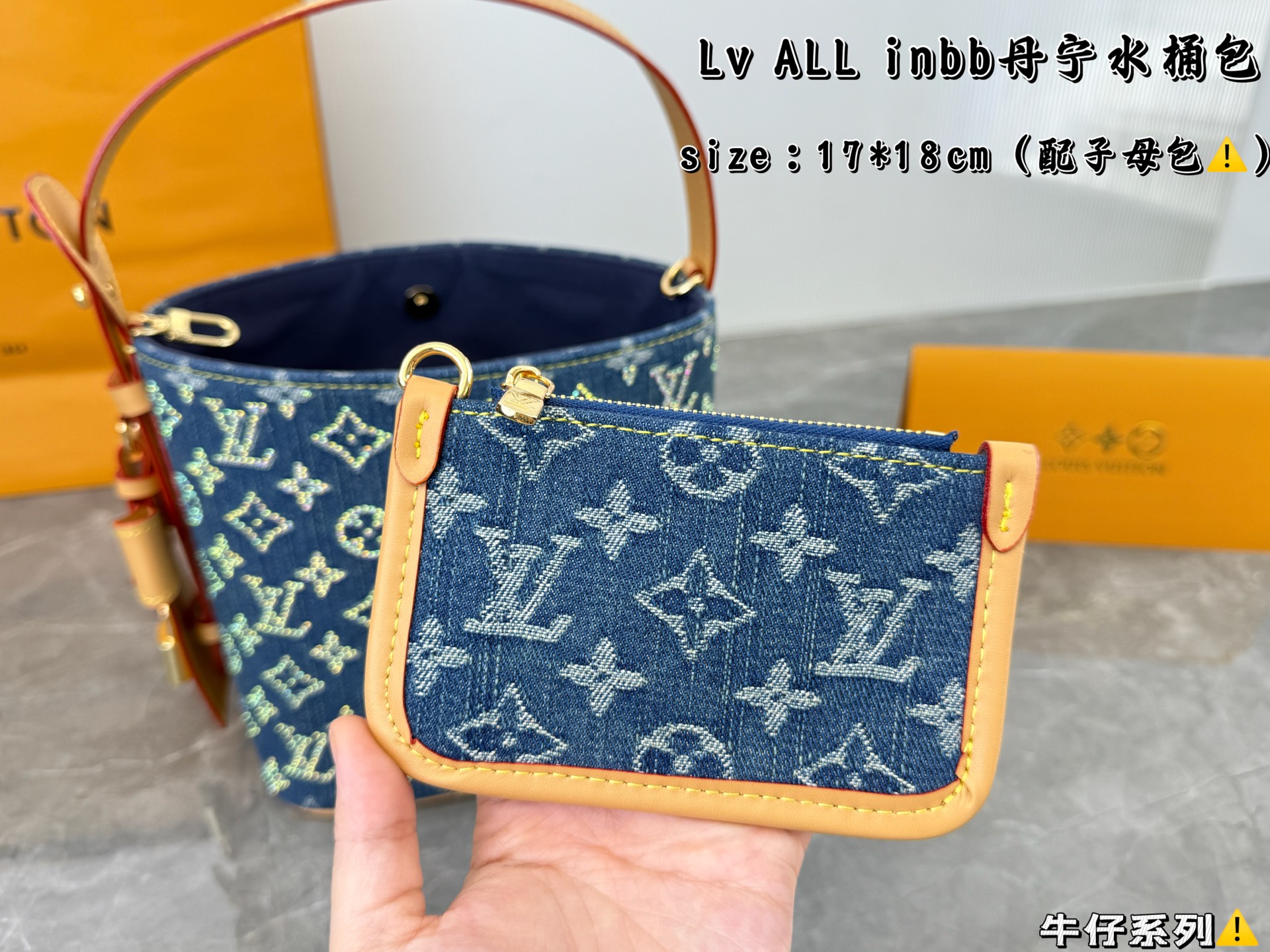 LV All In BB Denim bucket bag