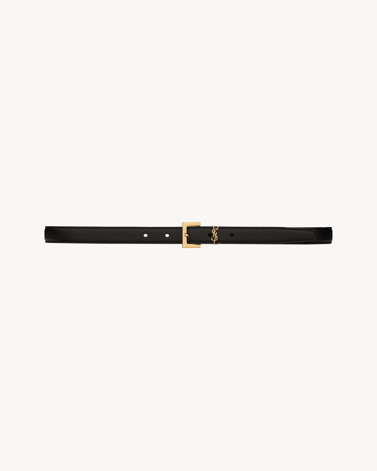Saint Laurent logo square buckle narrow leather belt