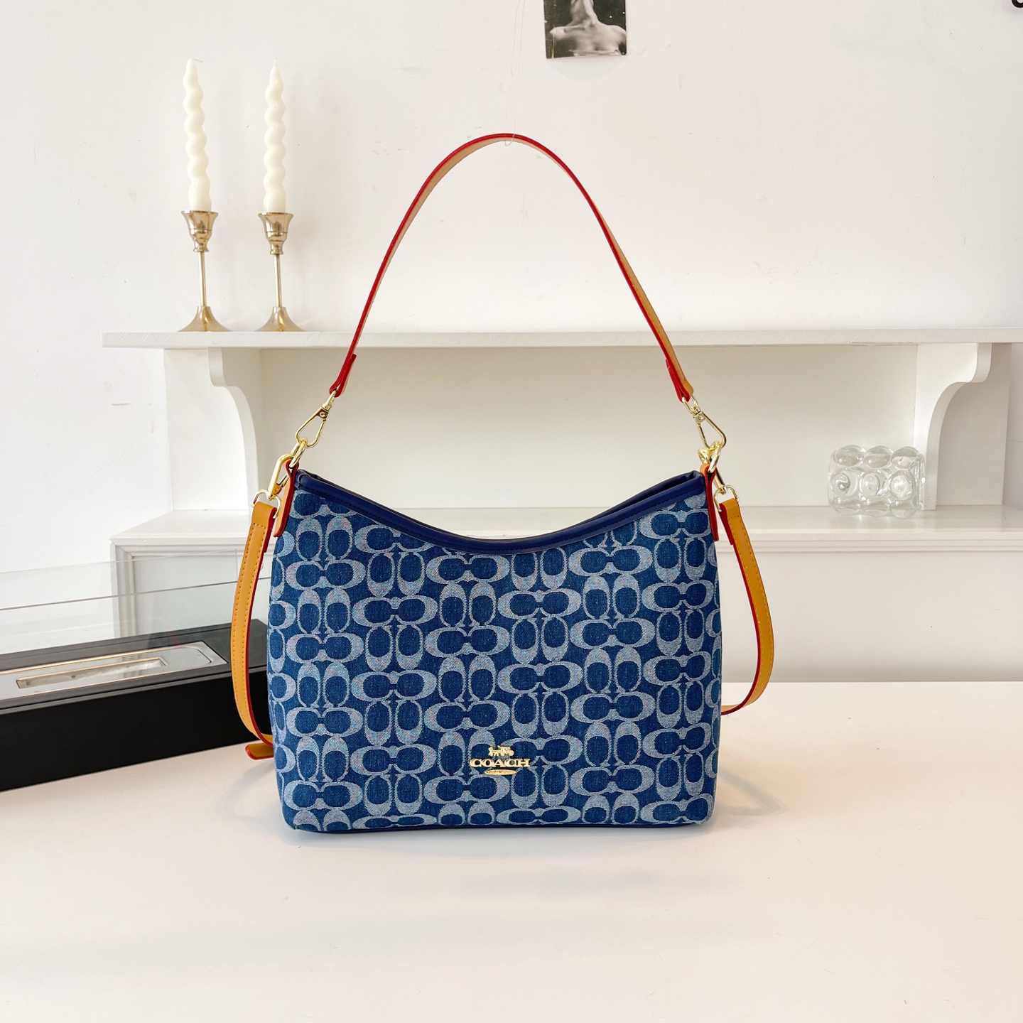 Coach Fabric Shoulder Crossbody Tote Hobo Bag