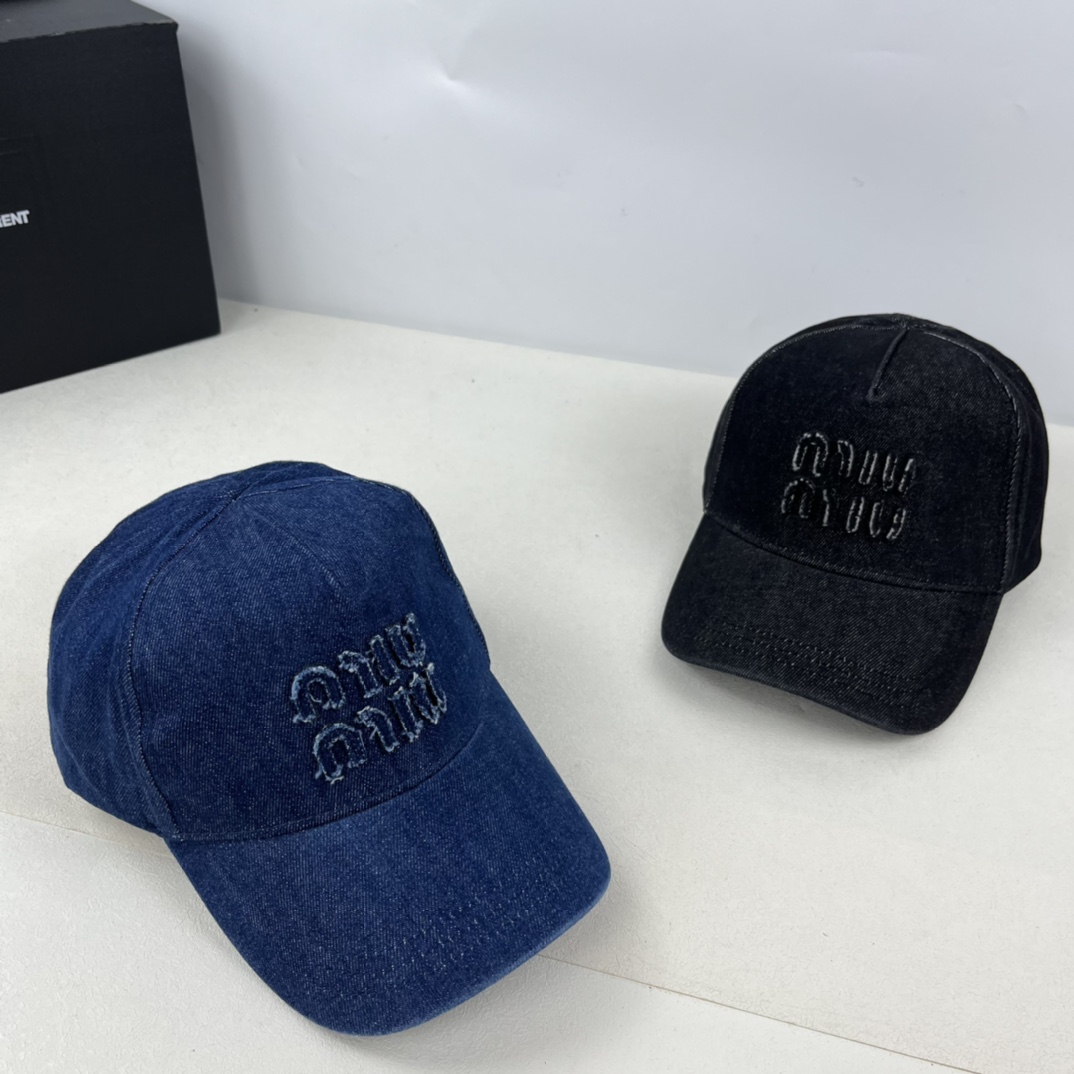 Miumiu washed denim baseball cap