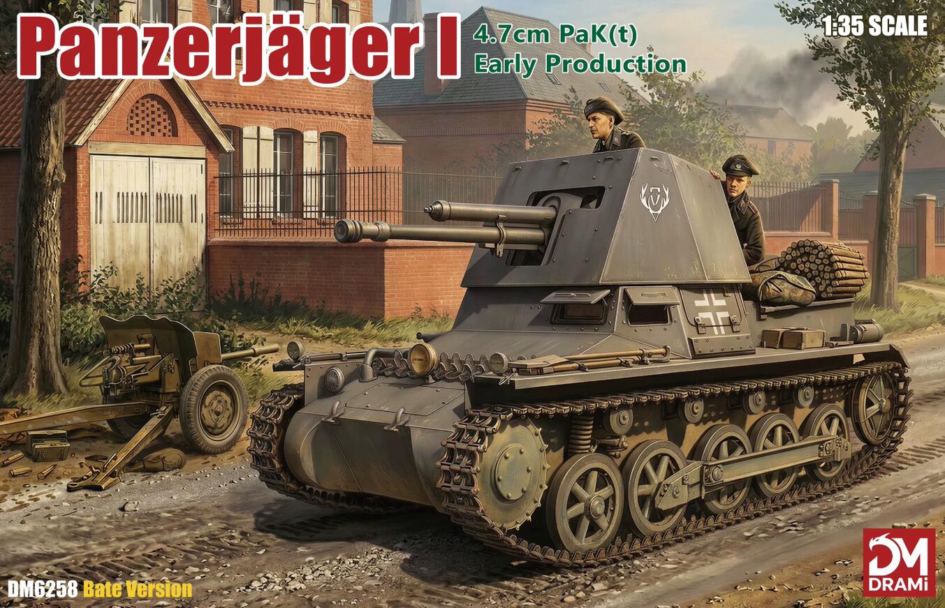DRAMI DM6258 1/35 Panzerjäger I 4.7cm PaK(t) Early Production Assembly Model Kit