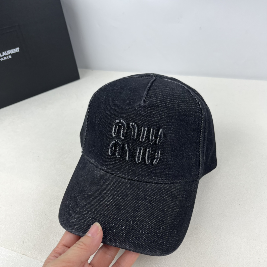 Miumiu washed denim baseball cap