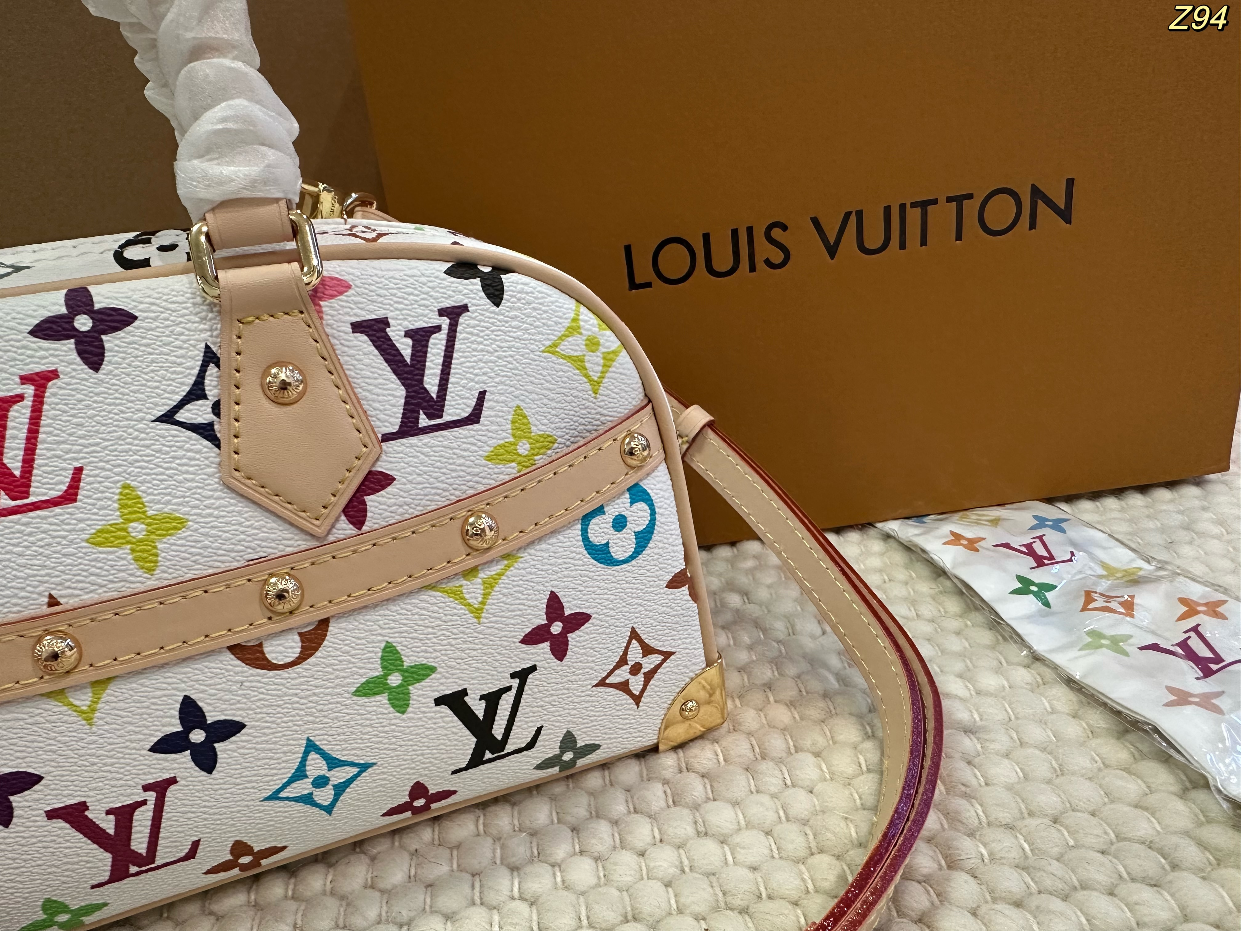 LV Murakami White Tricolor Bowling Bag