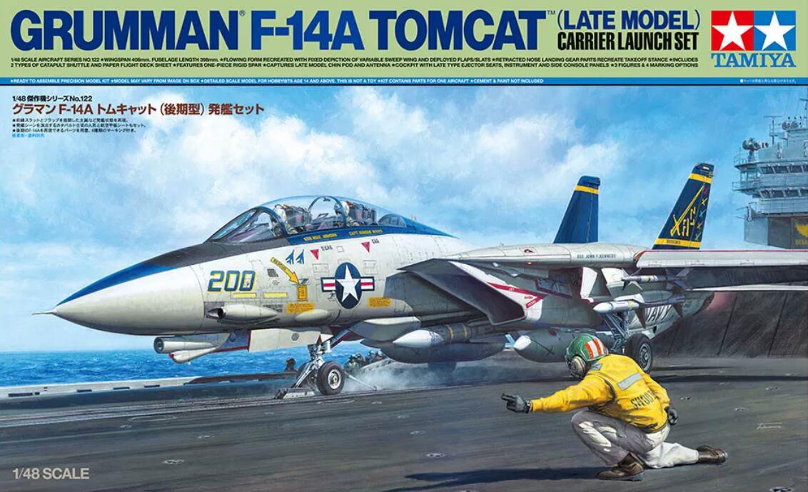Tamiya 1/48 Aircraft No.122 Grumman F-14A Tomcat Late Model Launch Set 61122