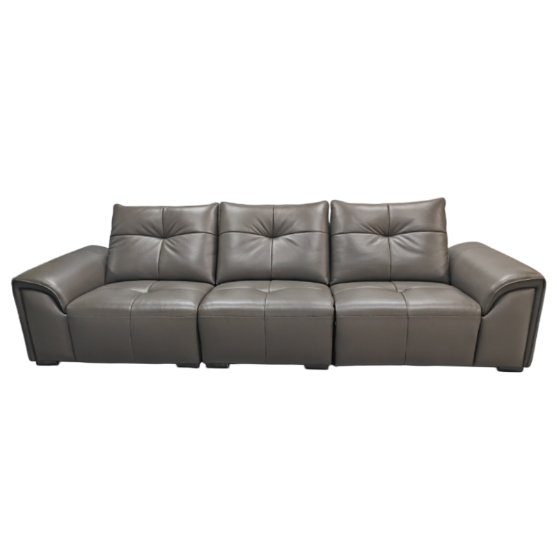 Italian Light Luxury Top-Grain Leather 3-Seater Sofa