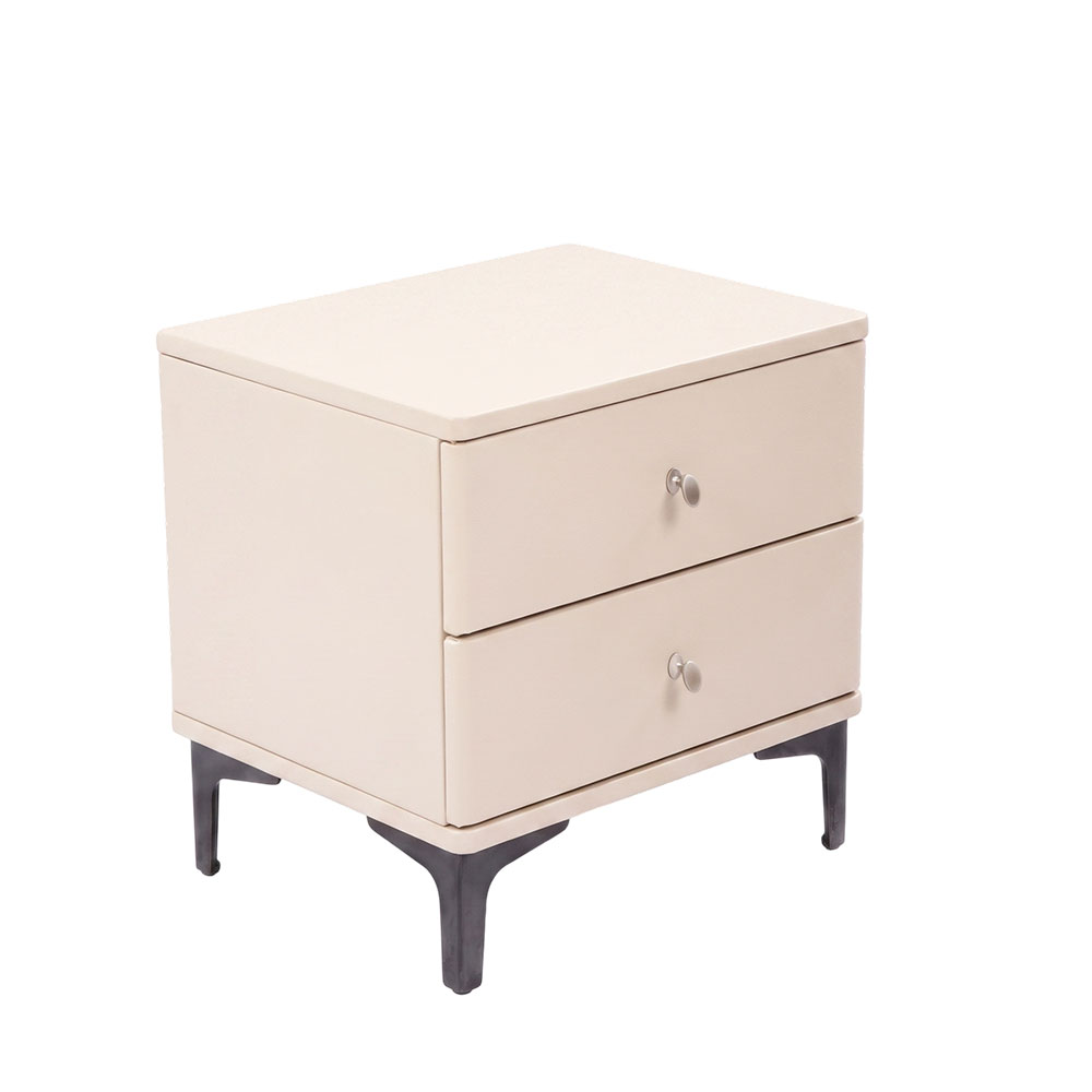 Cream-style double-drawer nightstand