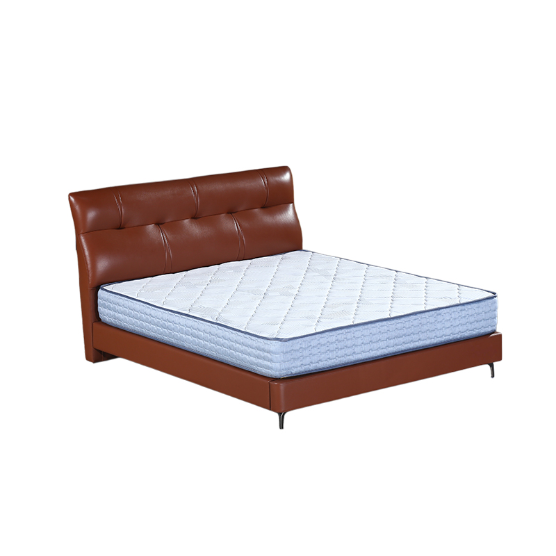 Vintage Genuine Leather Upholstered Double Bed | Italian Minimalist Leather Bed for Master Bedroom