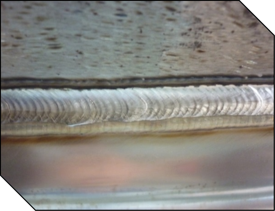 Appearance of weld seam between bellows and flange
