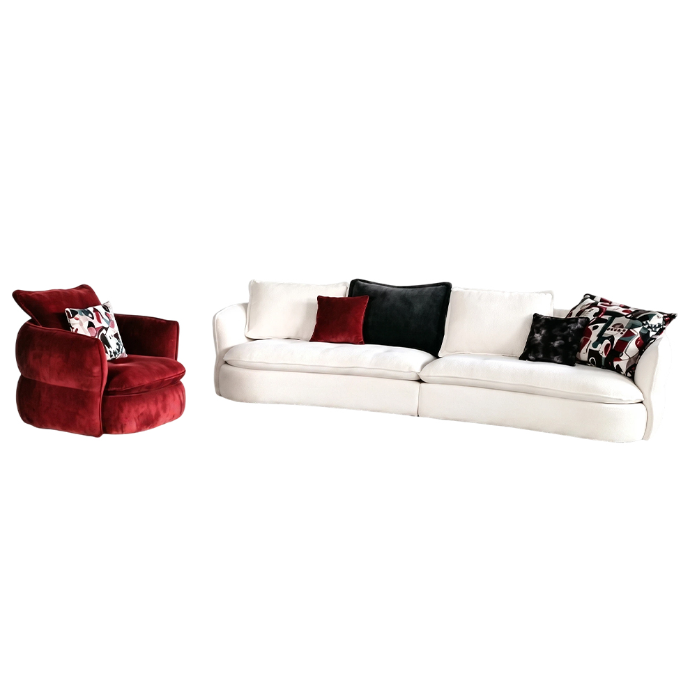 Light-Luxury Curved Fabric Sofa