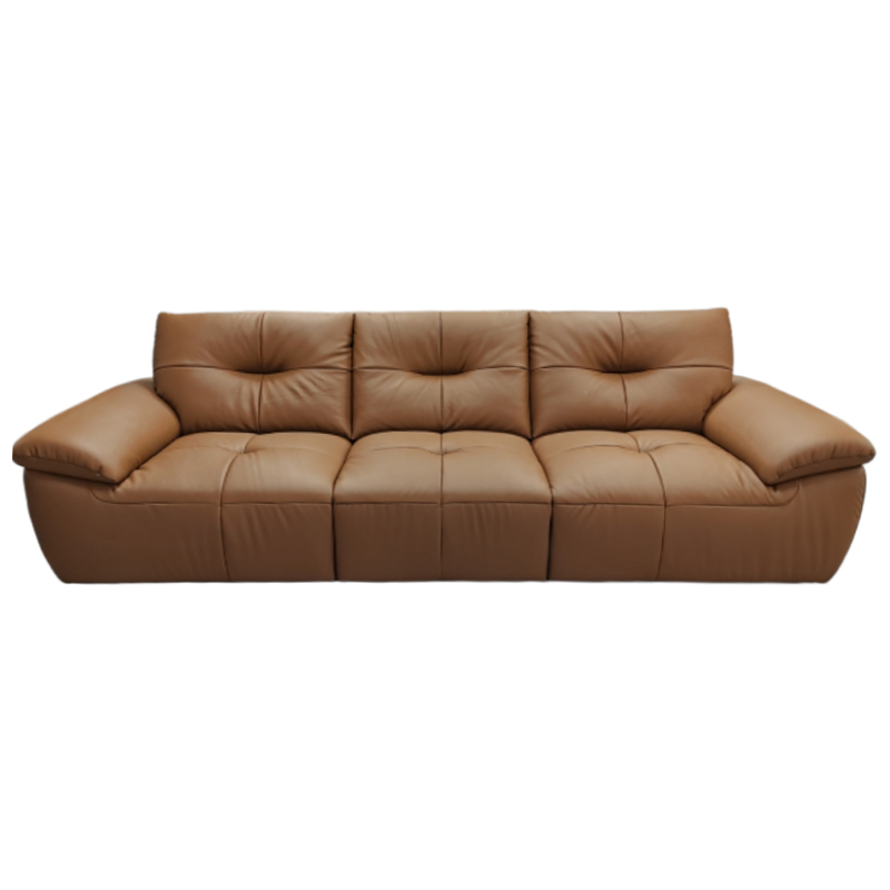 Italian Light Luxury Cloud Top-Grain Leather 3-Seater Sofa