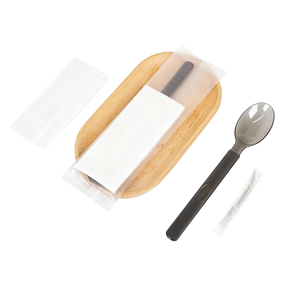 Plastic Fork/Spoon + Toothpick + Tissue Set