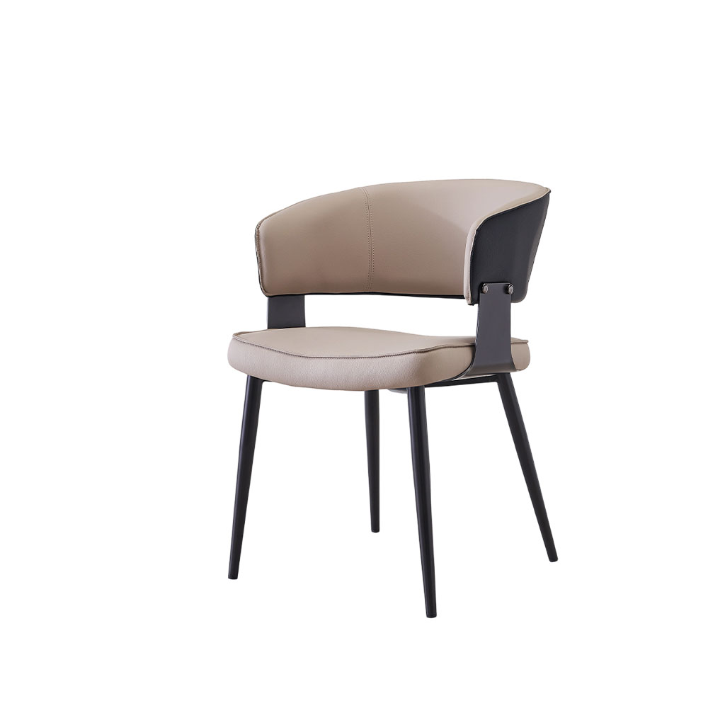 Modern minimalist light grey & black color-blocking dining chair