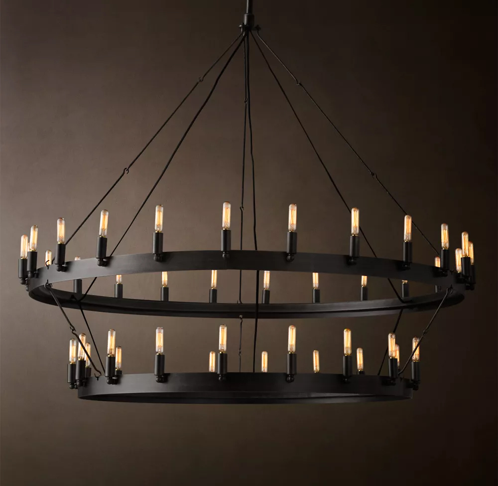 Camino Vintage Candelabra 2-Tier Round Chandelier Dia. 38