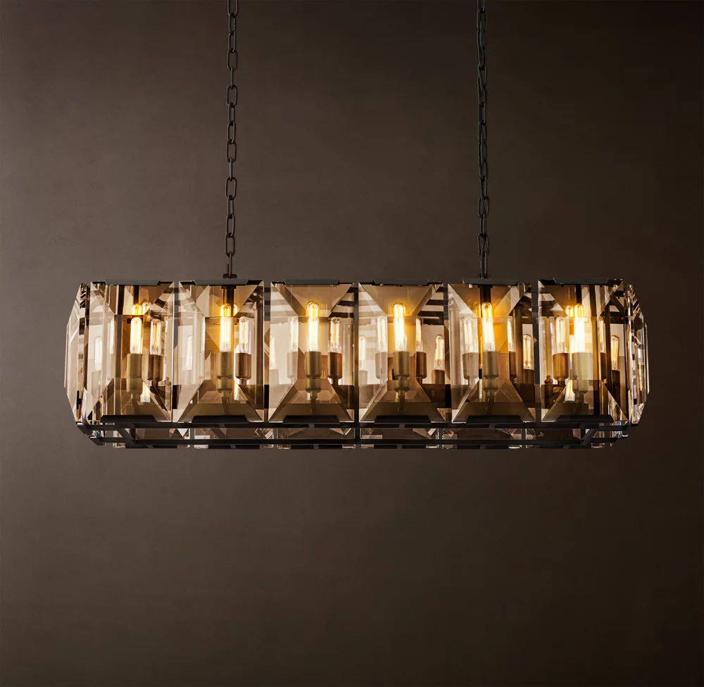 Harlow Crystal Rectangular Chandelier L42