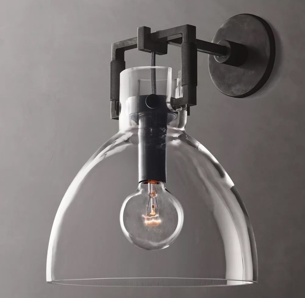 Machinist Glass Cloche Wall Sconce Dia. 8