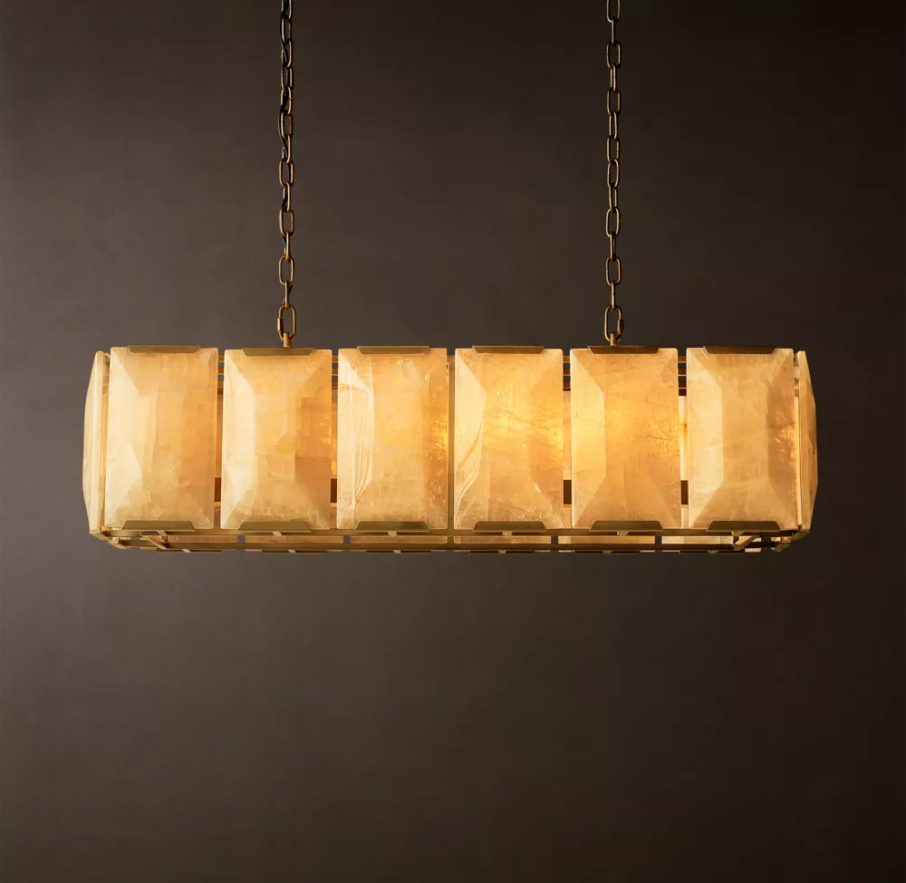 Harlow Calcite Rectangular Chandelier L42