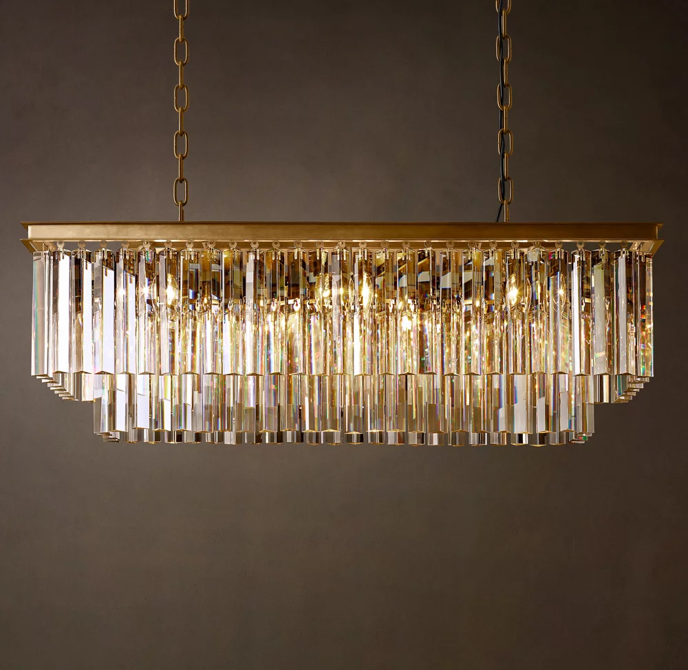 1920s Odeon 2-Tier Rectangular Chandelier L39
