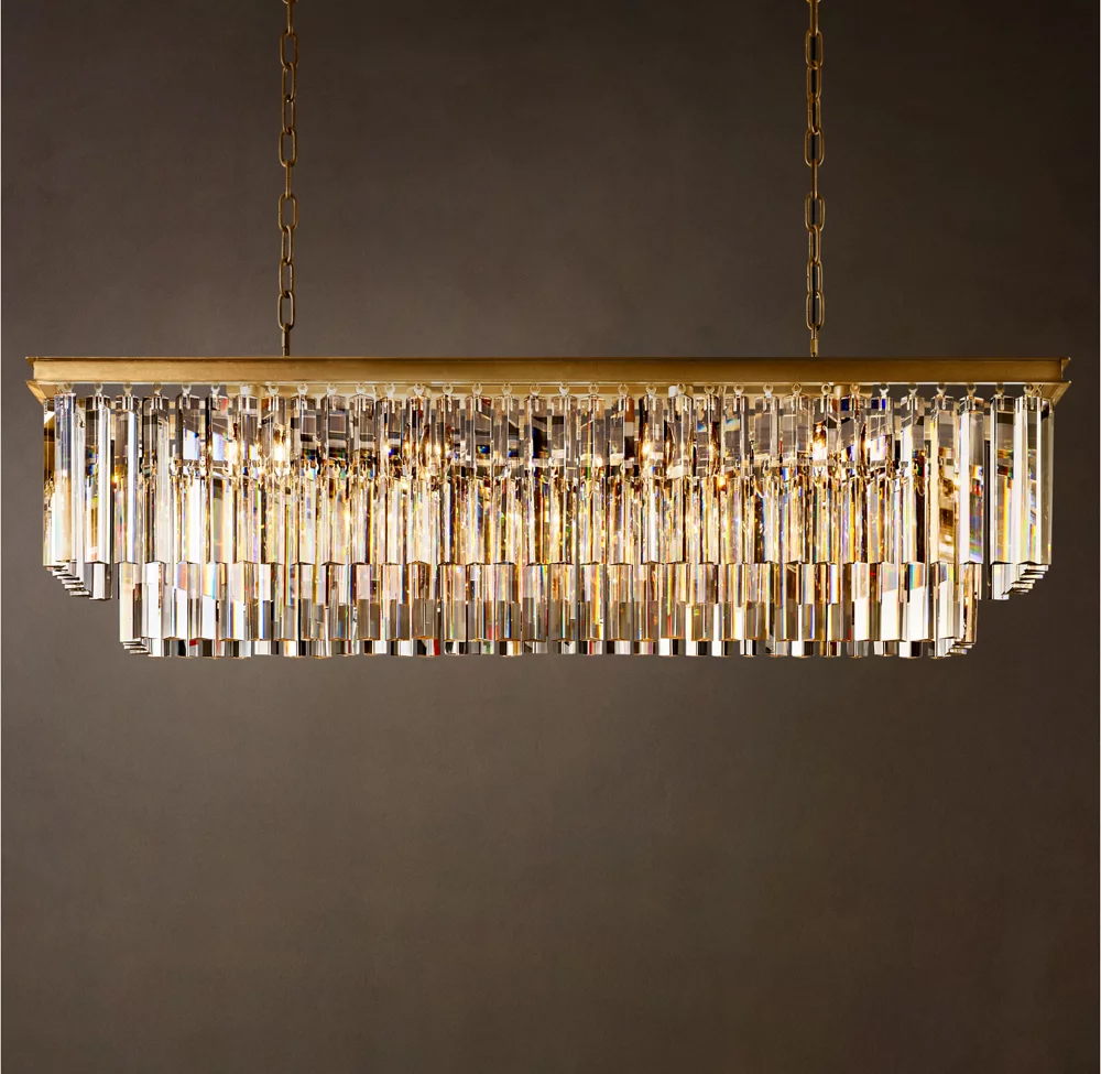 1920s Odeon 2-Tier Rectangular Chandelier L39