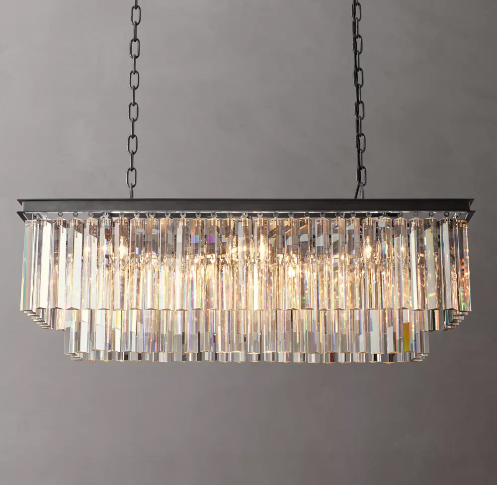 1920s Odeon 2-Tier Rectangular Chandelier L39