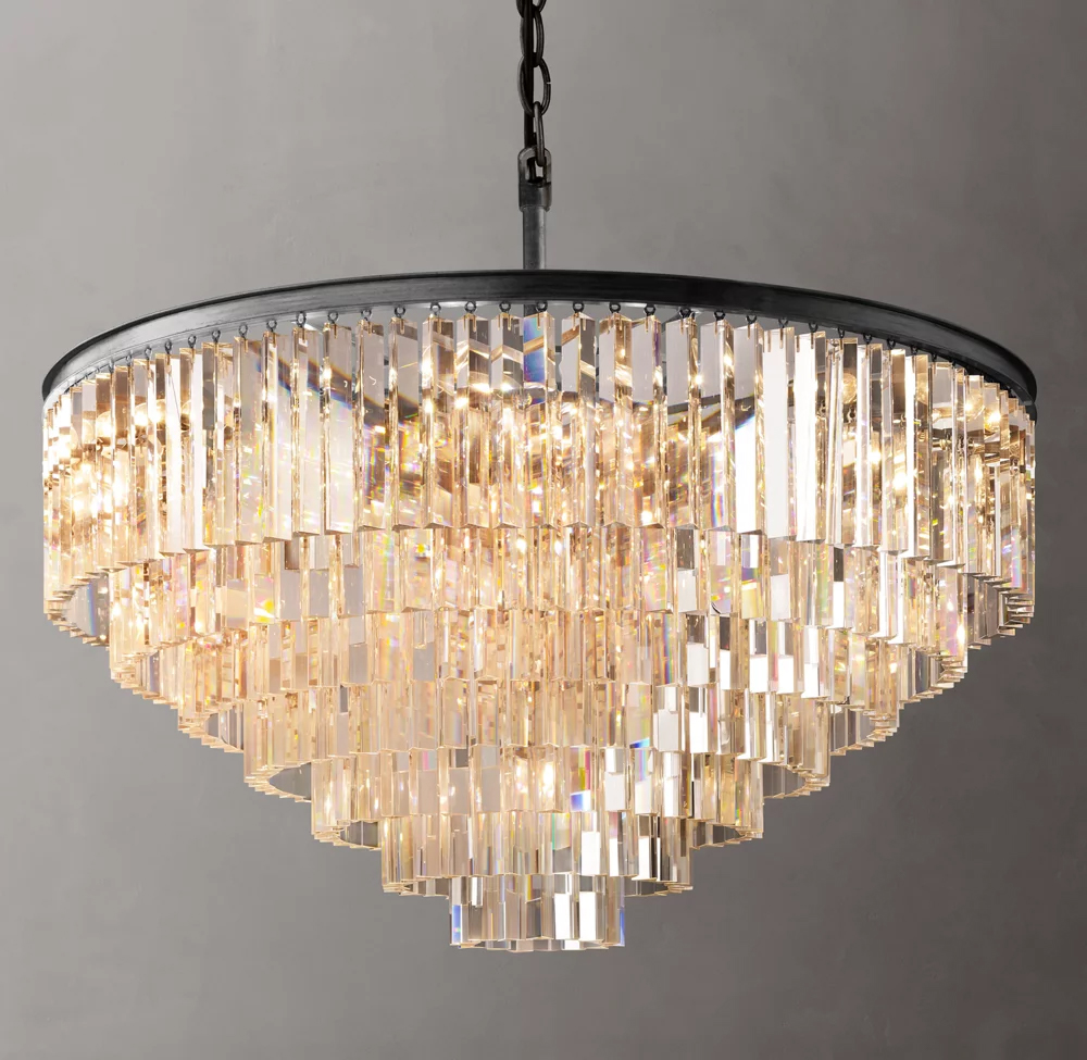 1920s Odeon 3-Tier Round Chandelier Dia. 20
