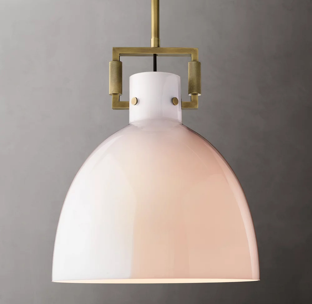 Machinist Milk Glass Cloche Pendant Lamp Dia. 10