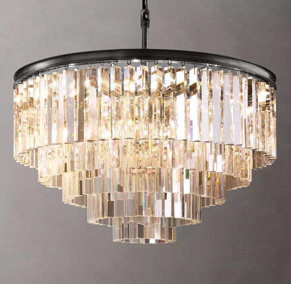 1920s Odeon 3-Tier Round Chandelier Dia. 20