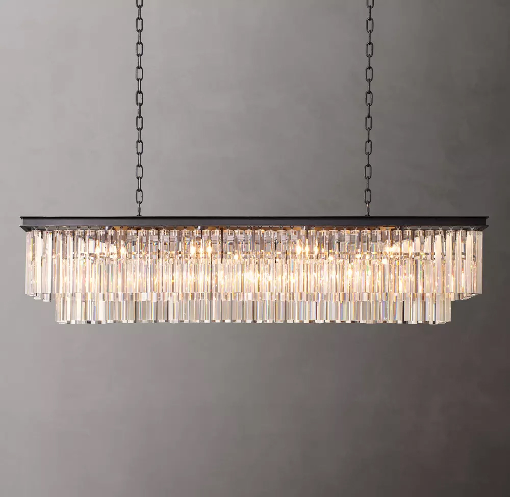 1920s Odeon 2-Tier Rectangular Chandelier L39