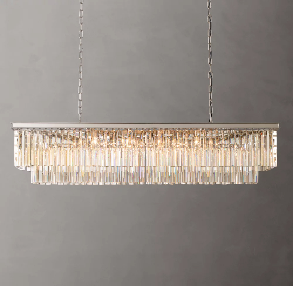 1920s Odeon 2-Tier Rectangular Chandelier L39