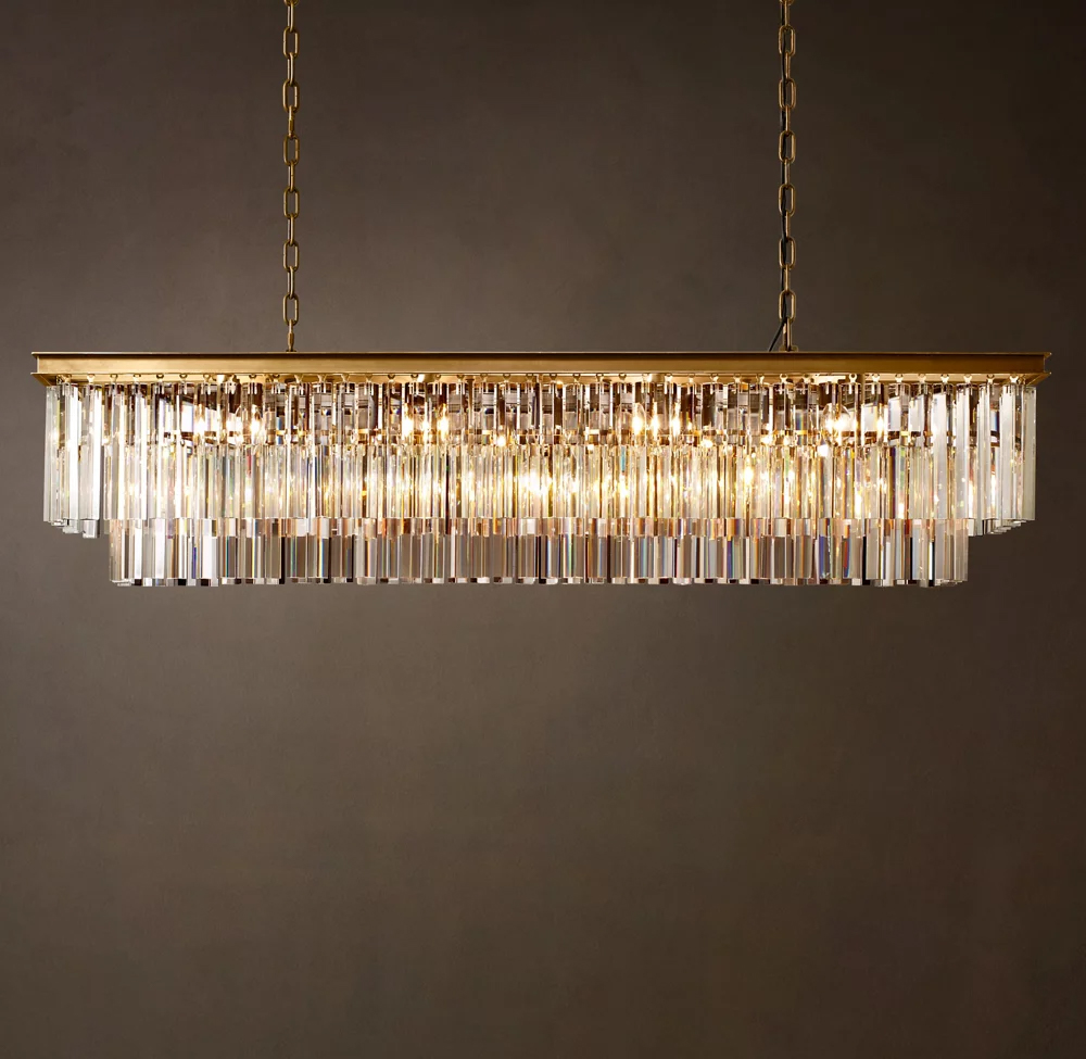 1920s Odeon 2-Tier Rectangular Chandelier L39