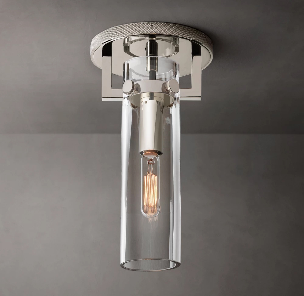 Machinist Glass Cylinder Flushmount