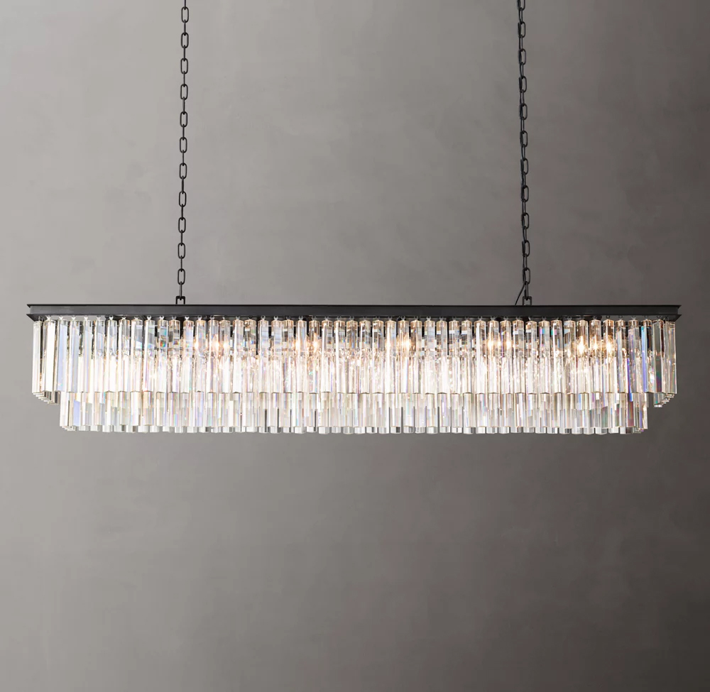 1920s Odeon 2-Tier Rectangular Chandelier L39