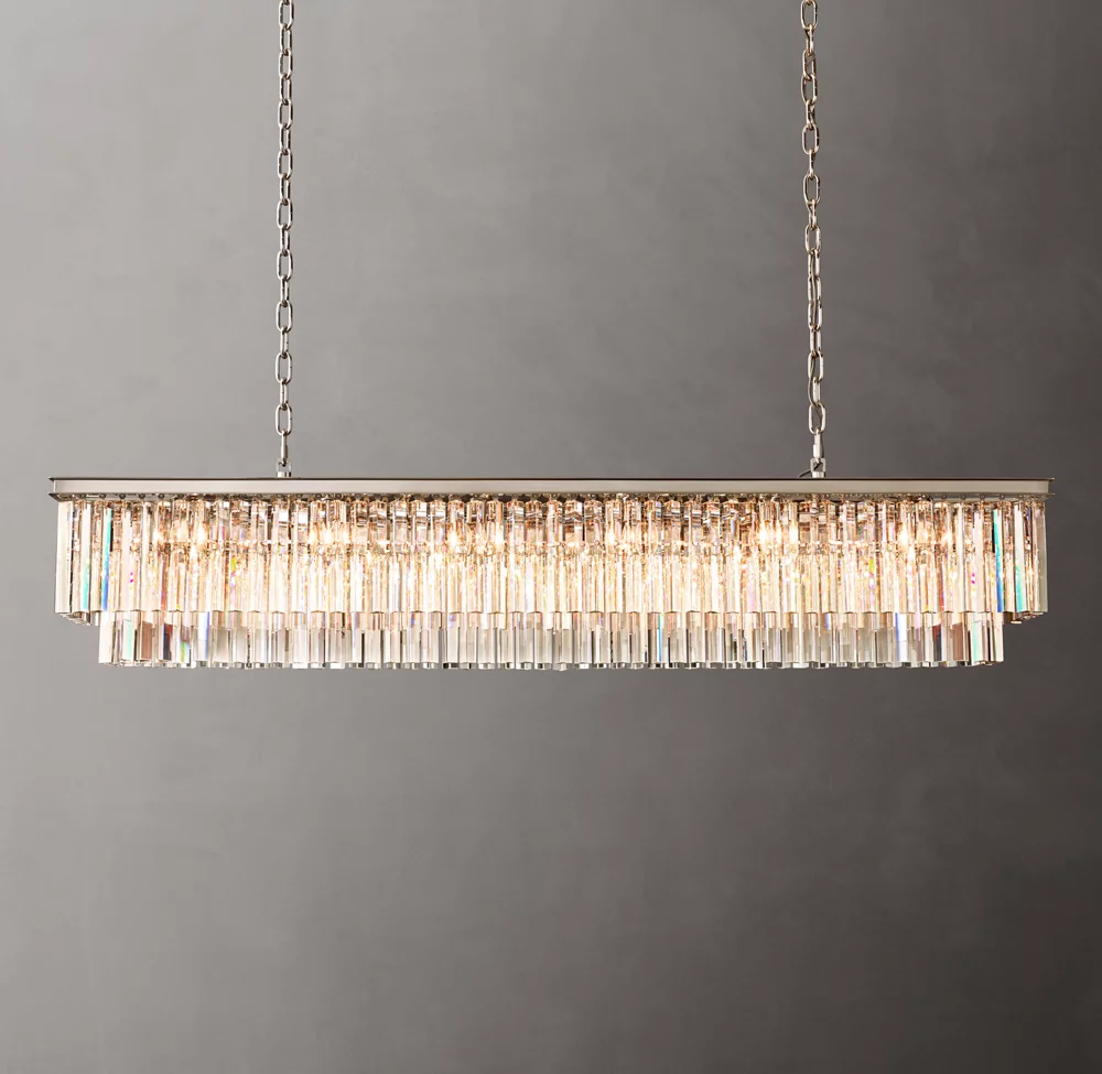 1920s Odeon 2-Tier Rectangular Chandelier L39