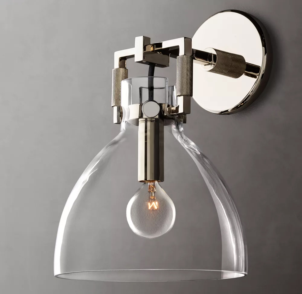 Machinist Glass Cloche Wall Sconce Dia. 8