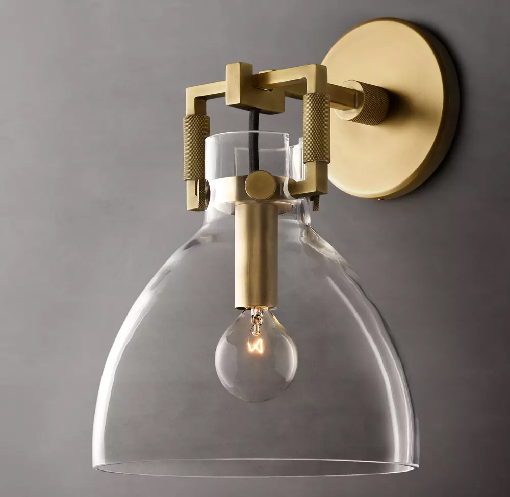 Machinist Glass Cloche Wall Sconce Dia. 8