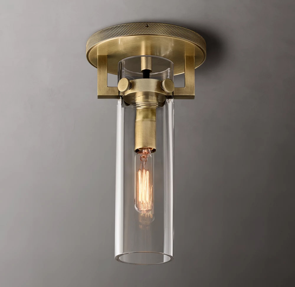 Machinist Glass Cylinder Flushmount