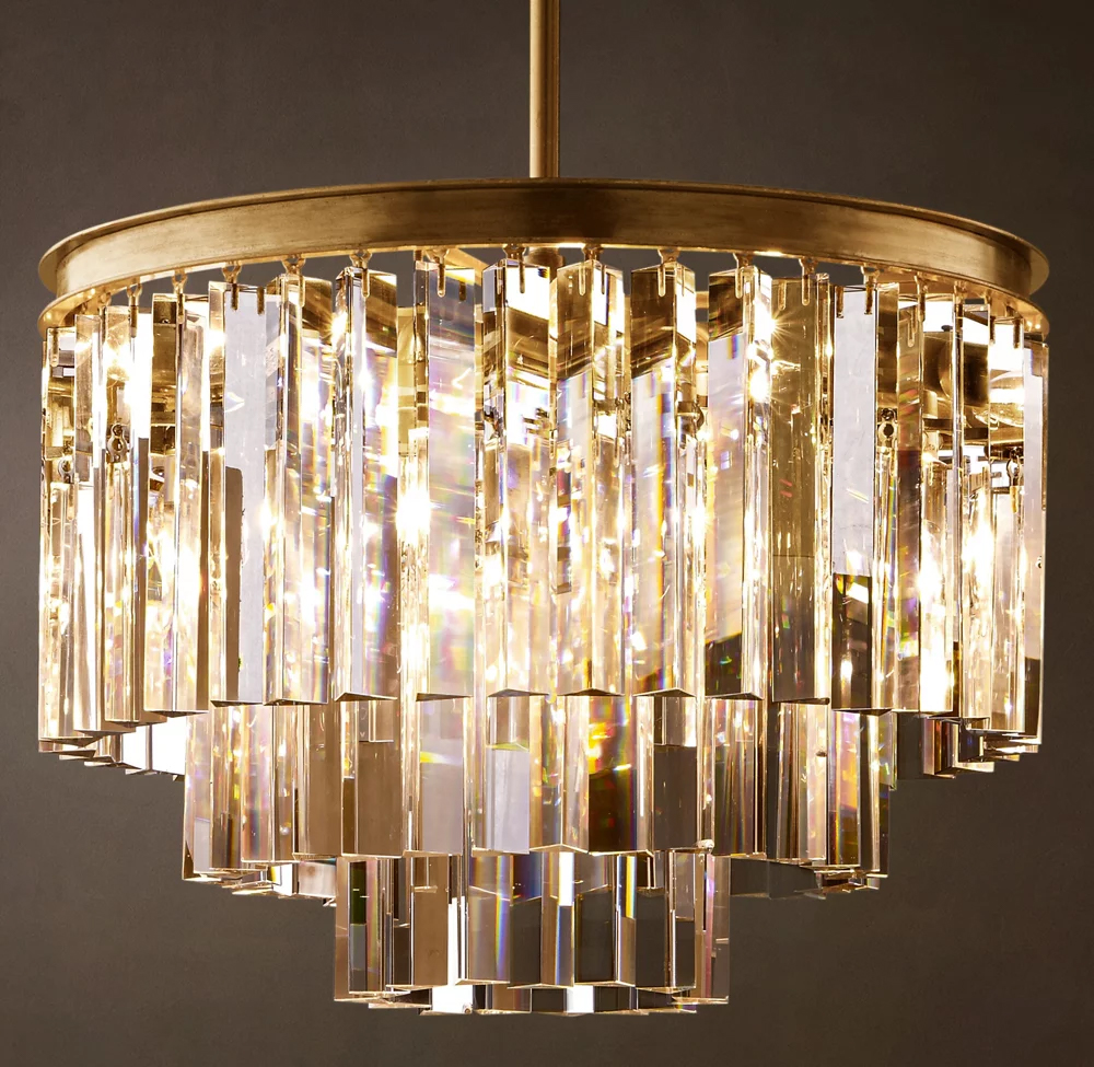 1920s Odeon 3-Tier Round Chandelier Dia. 20