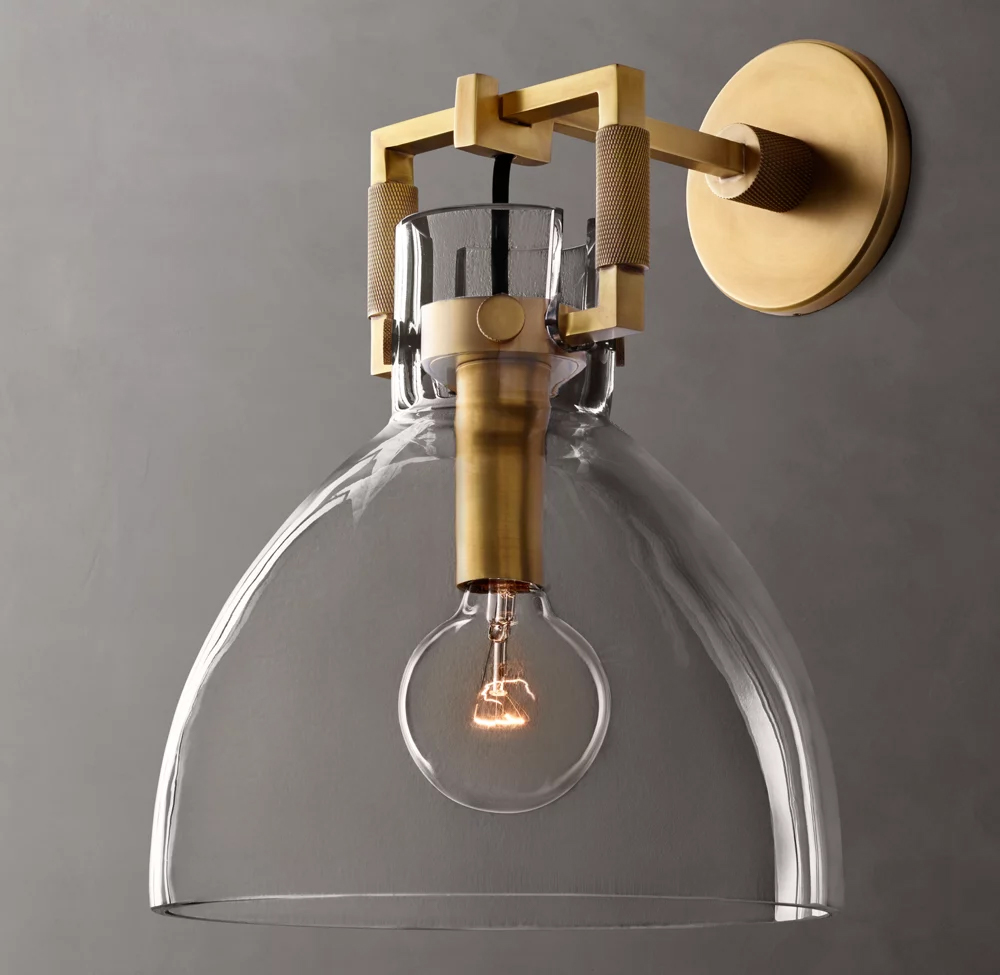 Machinist Glass Cloche Wall Sconce Dia. 8