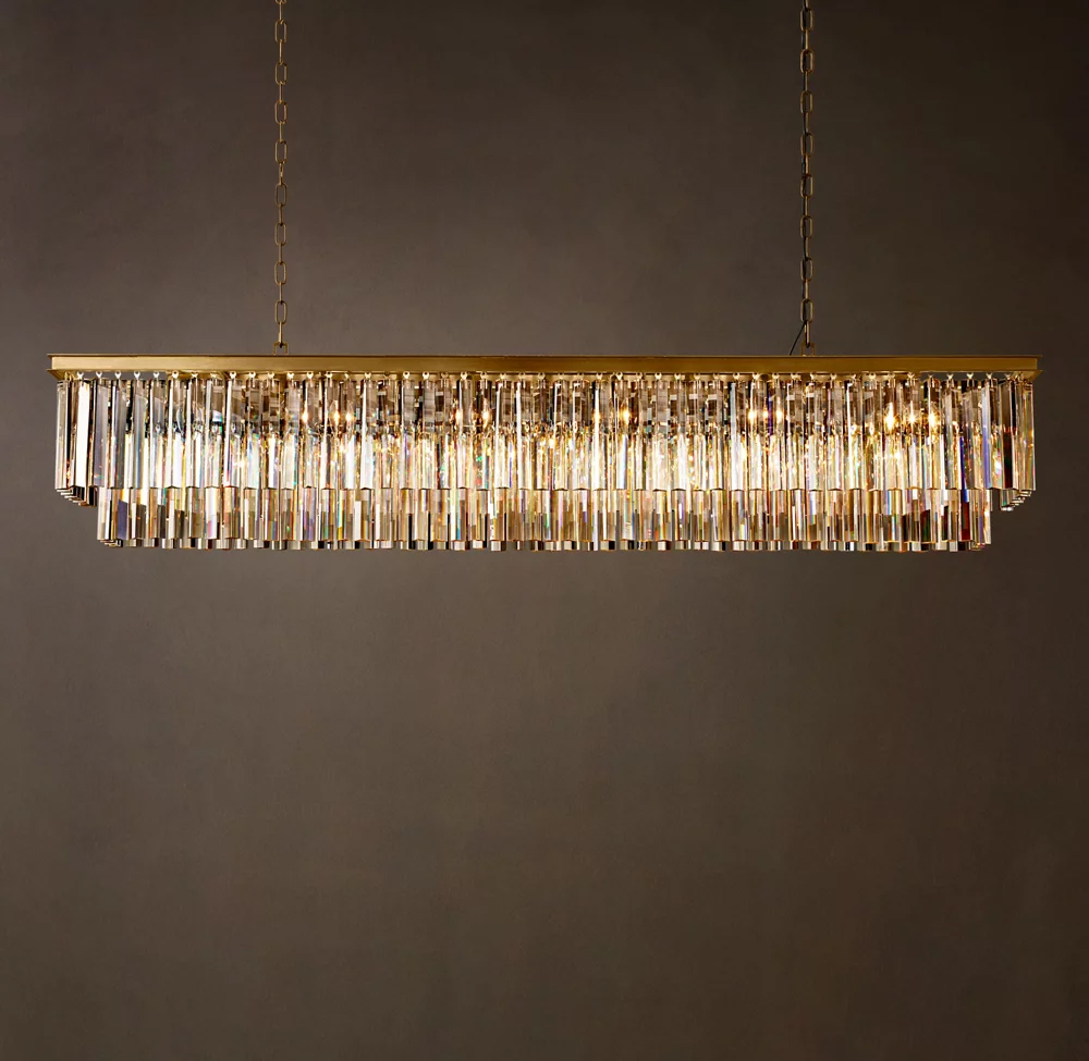 1920s Odeon 2-Tier Rectangular Chandelier L39