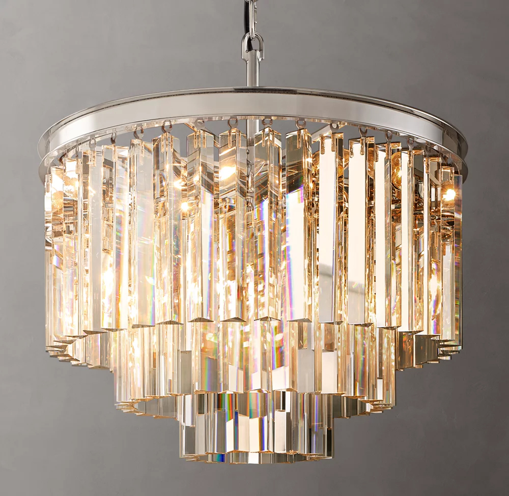 1920s Odeon 3-Tier Round Chandelier Dia. 20
