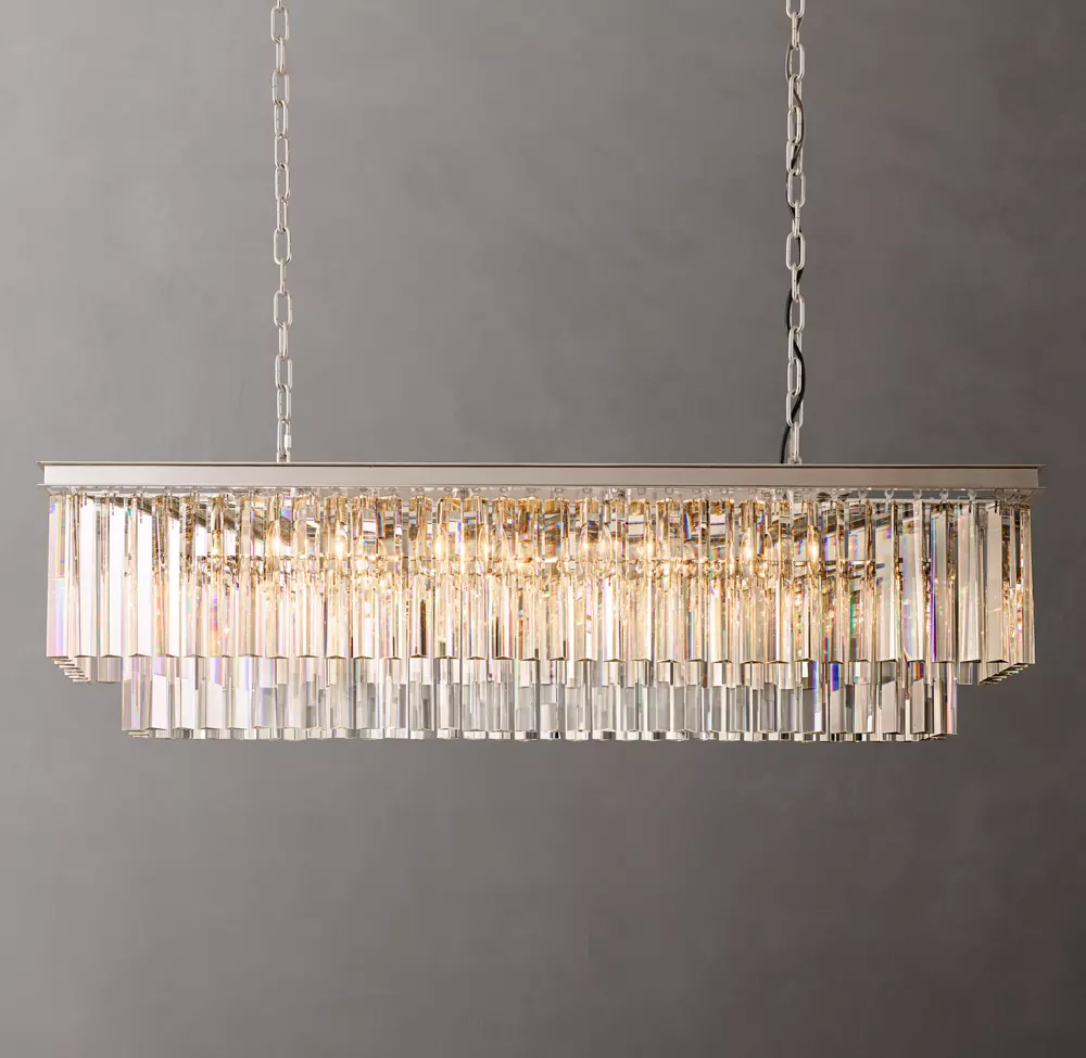 1920s Odeon 2-Tier Rectangular Chandelier L39