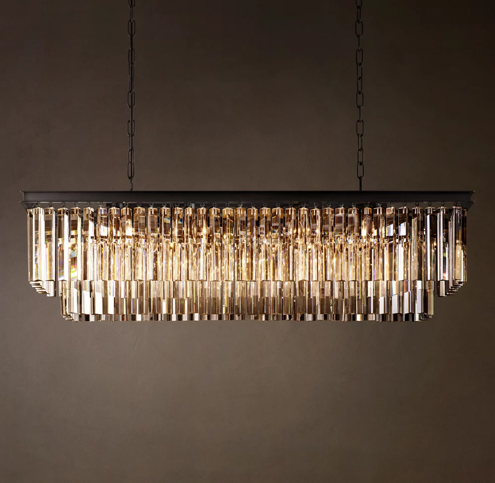 1920s Odeon 2-Tier Rectangular Chandelier L39